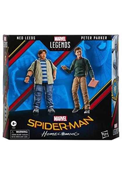 Spider-Man Marvel Legends Series 60th Anniversary Peter Parker and Ned Leeds MCU 6-inch Action Figures, 7 Accessories (pack of 2)