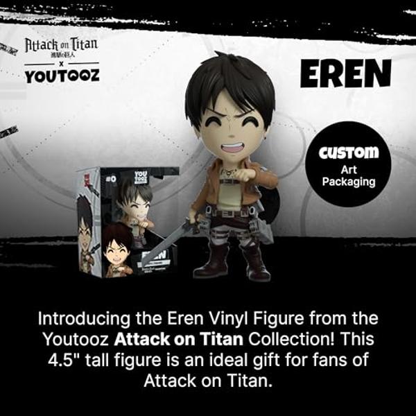 Youtooz Eren Vinyl Figure, 4.5" Anime Figures Eren Yeager from Attack on Titan Anime Series, Detailed Collectible Figure - Youtooz Attack on Titan Collection
