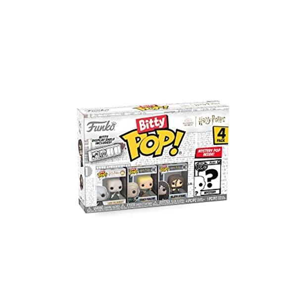 Funko Bitty POP! HP - Voldemort, 4-Pack - Lord Voldemort, Draco Malfoy (Quidditch), Bellatrix Lestrange and A Surprise Mystery Mini Figure - 0.9 Inch (2.2 Cm) - Harry Potter Collec