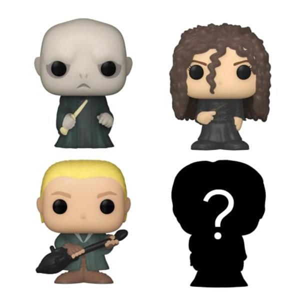 Funko Bitty POP! HP - Voldemort, 4-Pack - Lord Voldemort, Draco Malfoy (Quidditch), Bellatrix Lestrange and A Surprise Mystery Mini Figure - 0.9 Inch (2.2 Cm) - Harry Potter Collec