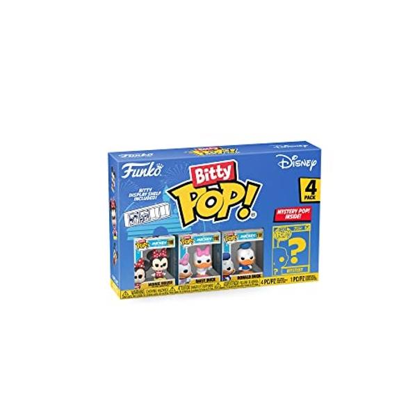 Funko Bitty POP! Disney - Minnie, 4-Pack - Minnie Mouse (red Dress), Daisy Duck, Donald Duck and A Surprise Mystery Mini Figure - 0.9 Inch (2.2 Cm) Collectable - Stackable Display 