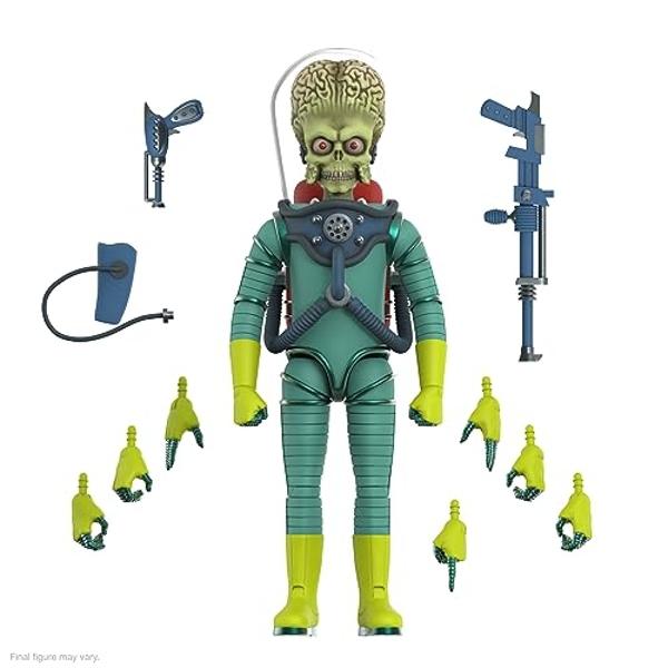 Super7 ULTIMATES! Mars Attacks Martian The Invasion Begins - 7" Mars Attacks Action Figure with Accessories Vintage Collectibles and Retro Toys