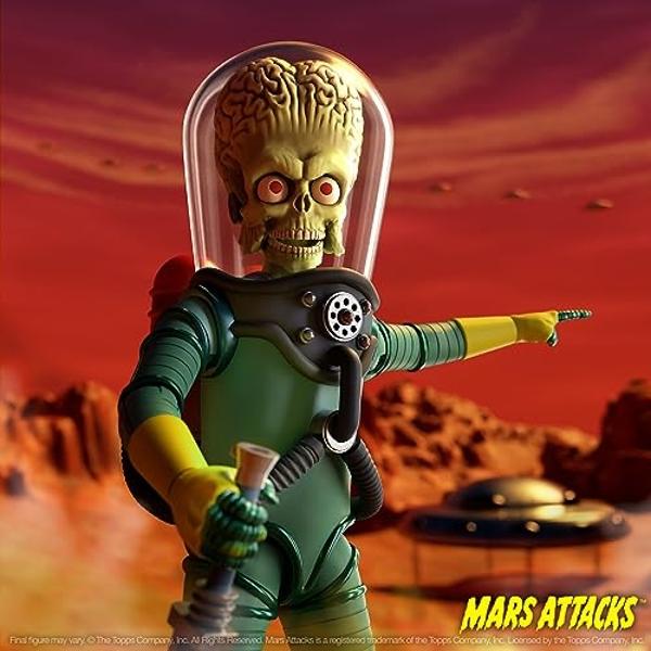 Super7 ULTIMATES! Mars Attacks Martian The Invasion Begins - 7" Mars Attacks Action Figure with Accessories Vintage Collectibles and Retro Toys