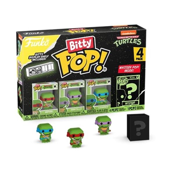 Funko Bitty POP! Teenage Mutant Ninja Turtles (TMNT) - Shredder, 4-Pack - 8-Bit Raphael, 8-Bit Donatello, 8-Bit Leonardo and A Surprise Mystery Mini Figure - 0.9 Inch (2.2 Cm) Coll