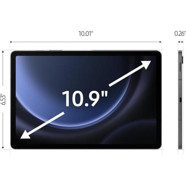 SAMSUNG Galaxy Tab S9 FE w/S-Pen (256GB, 8GB, WiFi) 10.9” 90Hz Full HD Android Tablet, Octa-core (5nm), 4K Camera, IP68 Water Resistant SM-X510 (Graphite)