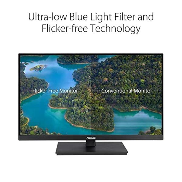 ASUS 27” 1080P Monitor (VA27EQSB) - Full HD, IPS, 75Hz, Adaptive-Sync, Speakers, Eye Care, Low Blue Light, Flicker Free, DisplayPort, HDMI, USB Hub, D-Sub, Frameless, Wall Mountabl