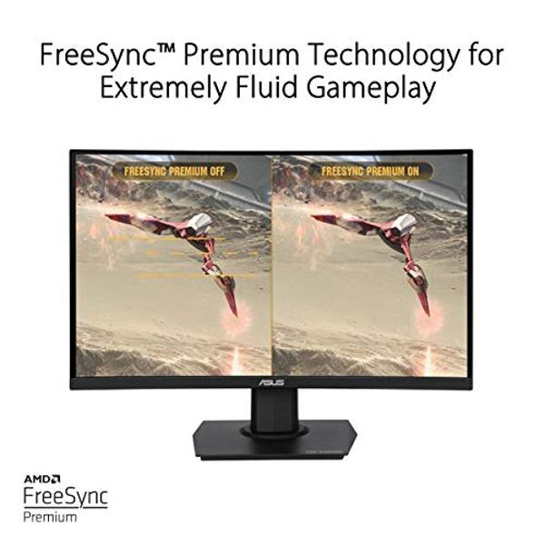 ASUS TUF Gaming 23.6" 1080P Curved Monitor (VG24VQE) - Full HD, 165Hz, 1ms, Extreme Low Motion Blur, Adaptive-Sync, FreeSync Premium, Shadow Boost, VESA Mountable, DisplayPort, HDM