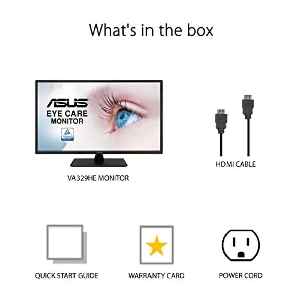 ASUS 31.5” 1080P Monitor (VA329HE) - Full HD, IPS, 75Hz, Adaptive-Sync, Eye Care, Low Blue Light, Flicker Free, HDMI, VGA, Wall Mountable, Tilt Adjustable,Black