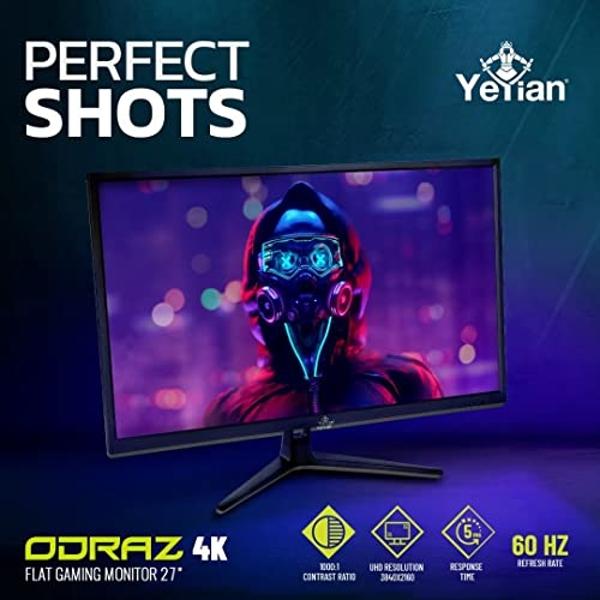 YEYIAN ODRAZ 27 inch IPS Panel HDR 4K UHD Slim Bezel PC Gaming Monitor 3840x2160, 1 Billion Colors, 99% sRGB, 300cd/m2, 1000:1, 60Hz 5ms, 16:9, 178°, G-Sync, FreeSync, DP/HDMI/USB,