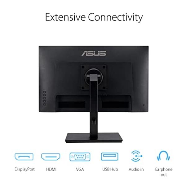ASUS 27” 1080P Monitor (VA27EQSB) - Full HD, IPS, 75Hz, Adaptive-Sync, Speakers, Eye Care, Low Blue Light, Flicker Free, DisplayPort, HDMI, USB Hub, D-Sub, Frameless, Wall Mountabl