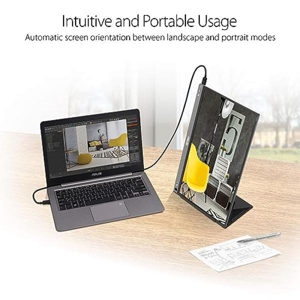 ASUS ZenScreen 15.6” 1080P Portable USB Monitor (MB16ACE) - Full HD (1920 x 1080), IPS, USB Type-C, Eye Care, Anti-Glare Surface, Lite Smart Case, External screen for laptop, 3-Yea