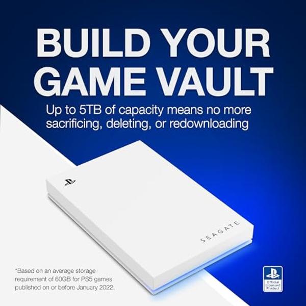 Seagate Game Drive for PS5 2TB External HDD - USB 3.0, Officially Licensed, Blue LED (STLV2000101)