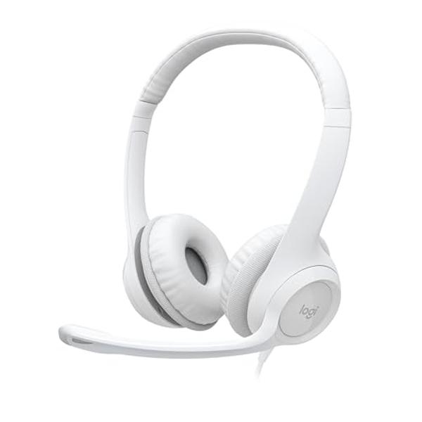 Logitech H390 Gaming Headphones, Wired Headphones with Mic, USB Headset with Microphone for PC, Noise Cancelling Microphone for Video Meetings, Music, Gaming - Off White (Pack of 1