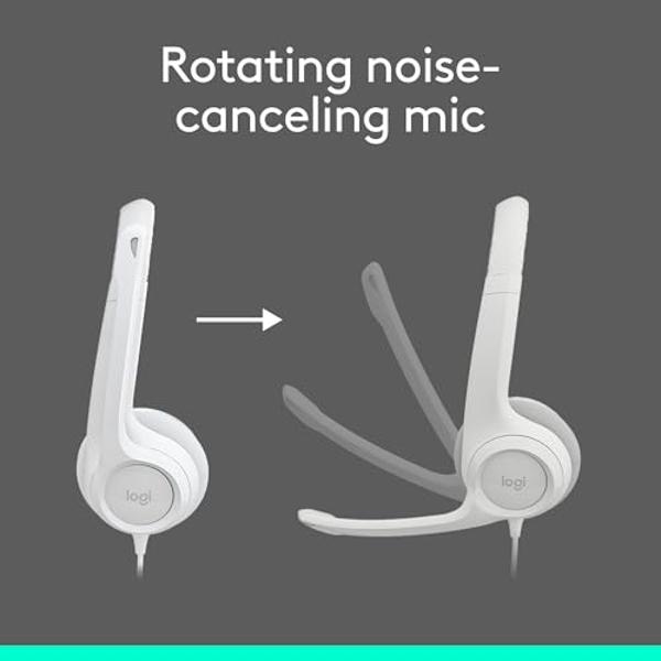 Logitech H390 Gaming Headphones, Wired Headphones with Mic, USB Headset with Microphone for PC, Noise Cancelling Microphone for Video Meetings, Music, Gaming - Off White (Pack of 1