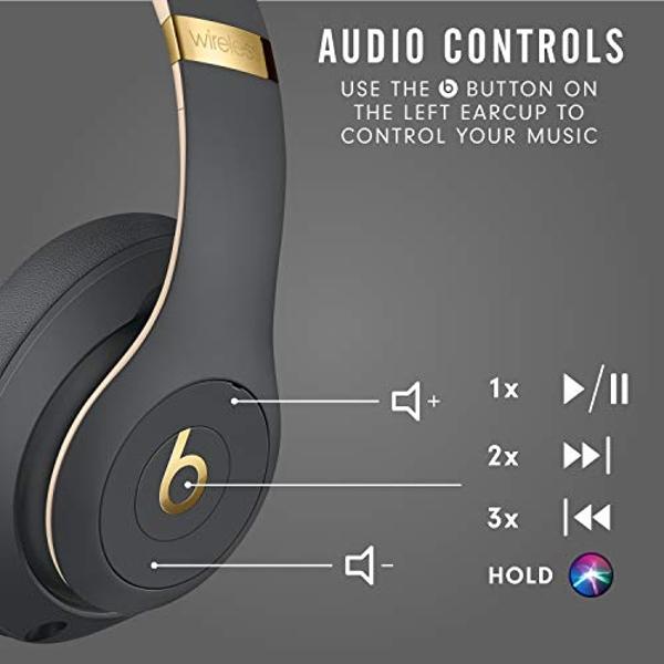 Beats Studio3 Wireless Noise Cancelling Over-Ear Headphones - Apple W1 Headphone Chip, Class 1 Bluetooth, 22 Hours of Listening Time, Built-in Microphone - Shadow Gray