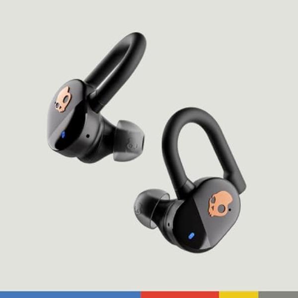 Skullcandy Push Play Active Wireless Earbuds, Bluetooth Headphones, Noise Isolating, 34 Hrs Battery, Secure-Fit Over-Ear Hanger, Sweat Water Resistant, Microphone for iPhone Androi