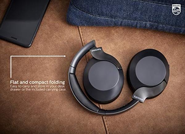 Philips PH805 Active Noise Canceling (ANC) Over Ear Wireless Bluetooth Performance Headphones w/Hi-Res Audio, Comfort Fit and 30 Hours of Playtime (TAPH805BK)