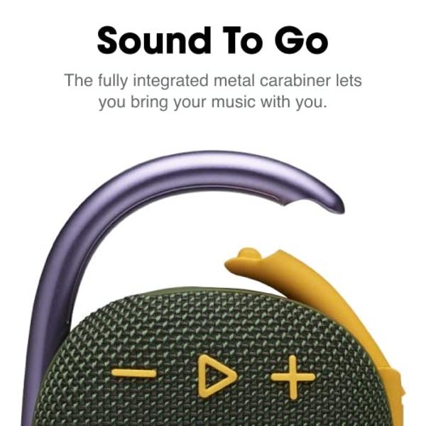 JBL Clip 4, Green - Portable Bluetooth 5.1 Speaker - Up to 10 Hours of Play - Waterproof & Dust Resistant - Includes Noise & Echo-Canceling Speakerphone