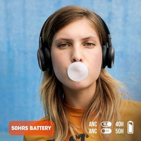 JBL Live 460NC wireless on-ear Noise Cancelling headphones with 50H battery, microphone for calls, lightweight and comfortable, and Alexa Built-in (Optimized for Android), iOS comp