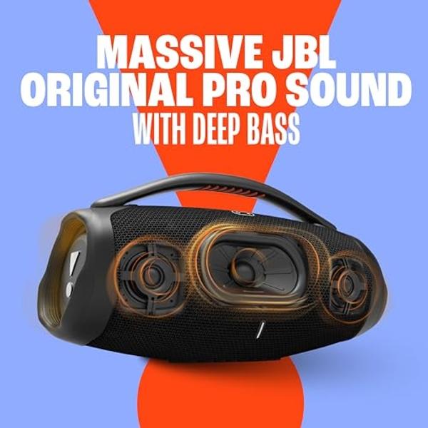JBL Boombox 3 - Portable Bluetooth Speaker, Powerful Sound and Monstrous bass, IPX7 Waterproof, 24 Hours of Playtime, powerbank, PartyBoost for Speaker Pairing, eco-Friendly Packag