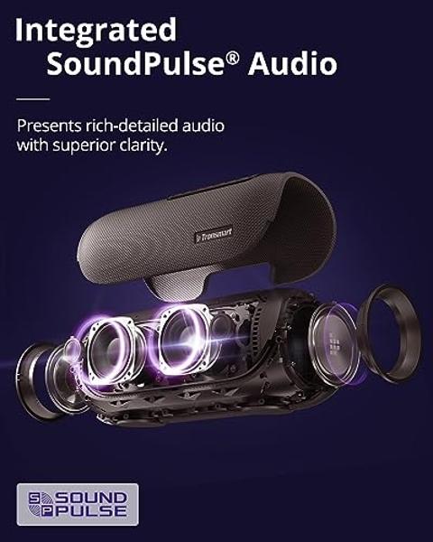 Tronsmart Upgraded Bang 60W Bluetooth Speakers with Subwoofer, IPX6 Waterproof Loud Bluetooth Speaker with 7 Color Light, 15H Playtime, Custom EQ, Portable Speaker with Handle for 