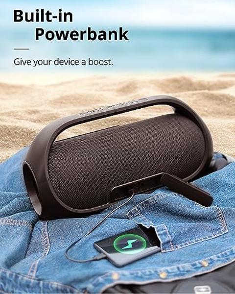 Tronsmart Upgraded Bang 60W Bluetooth Speakers with Subwoofer, IPX6 Waterproof Loud Bluetooth Speaker with 7 Color Light, 15H Playtime, Custom EQ, Portable Speaker with Handle for 