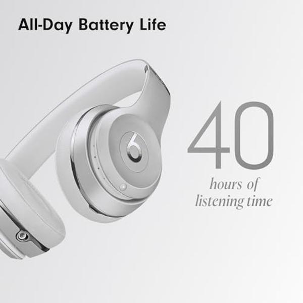 Beats Solo3 - Wireless Bluetooth On-Ear Headphones, Apple & Android Compatible, Up to 40H of Battery Life - Silver (Latest Model)