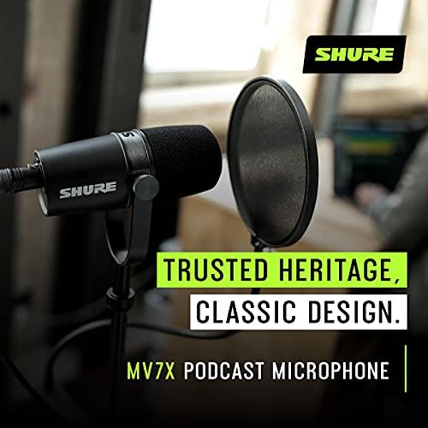 Shure MV7X Microphone - XLR Only Pro Quality Dynamic Mic for Podcasting & Vocal Recording, Voice-Isolating Technology, All Metal Construction, Mic Stand Compatible, Optimized Frequ