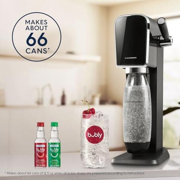 SodaStream - ART Sparkling Water Maker | VALUE BUNDLE | CQC CO2 system | Includes 2x CO2 Cylinders, 2x 32 Fl Oz Dishwasher Safe Bottles, 2x Bubly Flavor Drops | Combine with Pepsi 