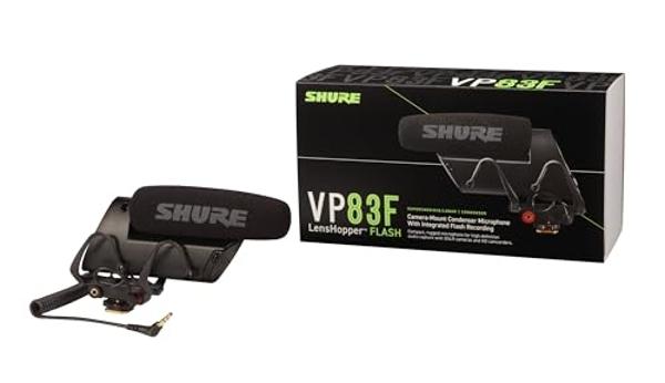 Shure VP83F LensHopper Camera-Mounted Condenser Shotgun Microphone with Integrated Digital Flash Recording - Windscreen, Superior RF Immunity, Backlit LCD, 5-Position Joystick, Ryc