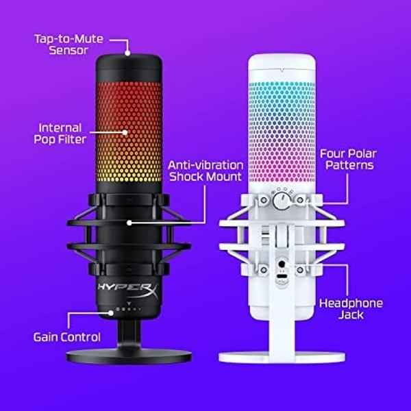HyperX QuadCast S – RGB USB Condenser Microphone for PC, PS4, PS5 and Mac, Anti-Vibration Shock Mount, 4 Polar Patterns, Pop Filter, Gain Control, Gaming, Streaming, Podcasts, Twit