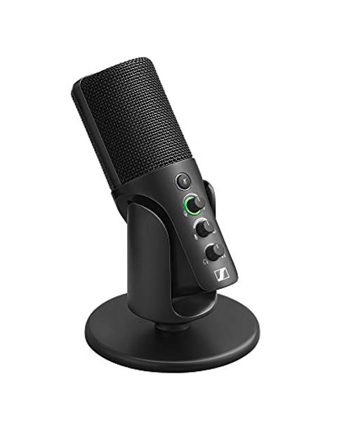 SENNHEISER Professional Profile - USB Cardioid Condenser Microphone & Table Stand, 1.2 m USB-C Cable - Mute Button, Built-in Headphone Jack, Gain, Mix & Volume Control, for PC & Ma