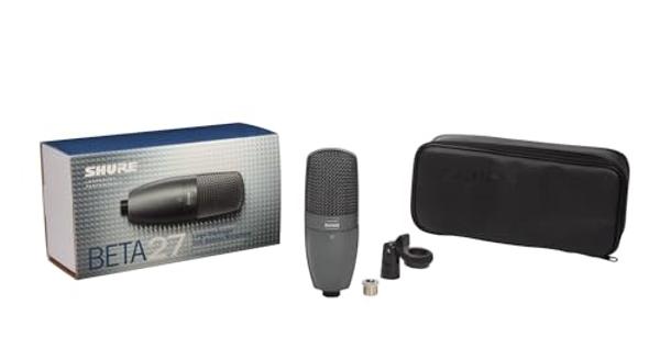 Shure BETA 27 Side-Address Supercardioid Condenser Microphone - for Instrument and Vocal Applications, Features Switchable Low-Frequency Filter and 3-Layer Internal Pop Filter
