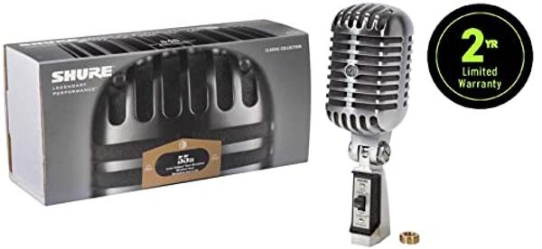 Shure 55SH Series II Iconic Microphone - Vintage Style, Rich Sound Quality, Rugged Construction, Shock-Mounted Noise Reduction for Vocals & Instruments-for Live Performances & Stud