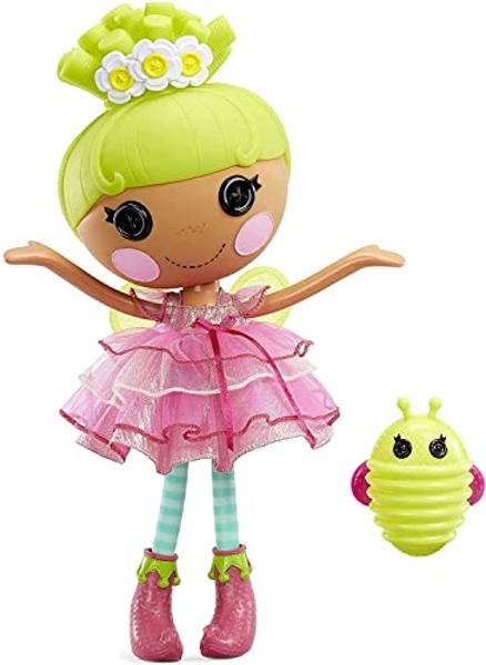 Lalaloopsy Doll- Pix E. Flutters & Pet Firefly, 13" Fairy Doll with Florescent Yellow Hair, Pink Outfit & Accessories, Reusable House Playset- Gifts for Kids, Toys for Girls Ages 3