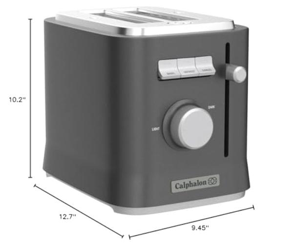 Calphalon 2-Slice Toaster, Precision Control with 6 Shade Settings and Extra Wide Slots, Stainless Steel