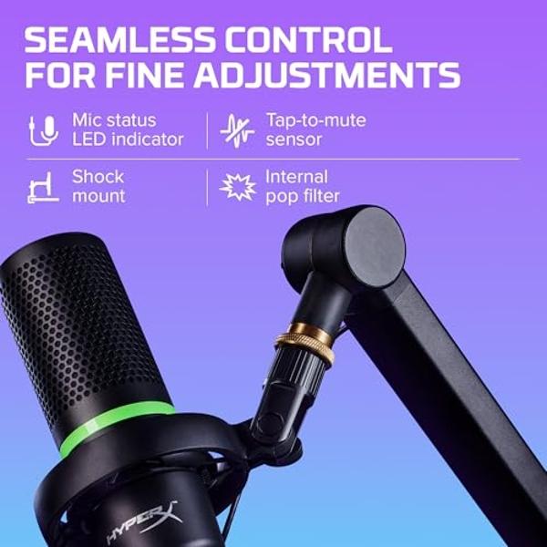 HyperX DuoCast – RGB USB Condenser Microphone for PC, PS5, PS4, Mac, Low-profile Shock Mount, Cardioid, Omnidirectional, Pop Filter, Gain Control, Gaming, Streaming, Podcasts, Twit