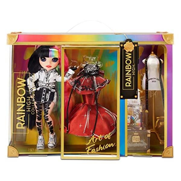 Rainbow High 2021 Jett Dawson Collector Fashion Doll with Black and Rainbow Hair, 2 Designer Outfits to Mix & Match Accessories, Gift for Kids & Collectors, Toys for Kids Ages 6 7 