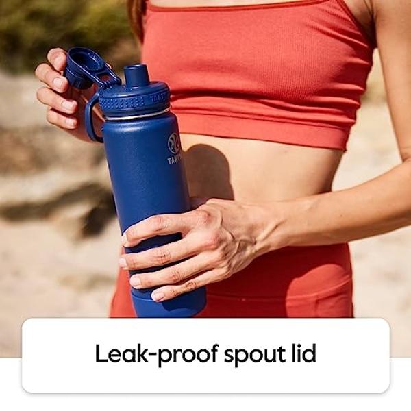 Takeya Actives 40 oz Vacuum Insulated Stainless Steel Water Bottle with Spout Lid, Premium Quality, Cucumber