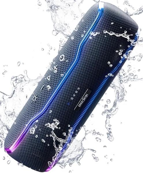 Portable Bluetooth Speaker, IPX7 Waterproof Wireless Speakers with Colorful Flashing Lights, 25W Super Bass 24H Playtime, 100ft Range, TWS Pairing for Outdoor, Home, Party, Beach, 