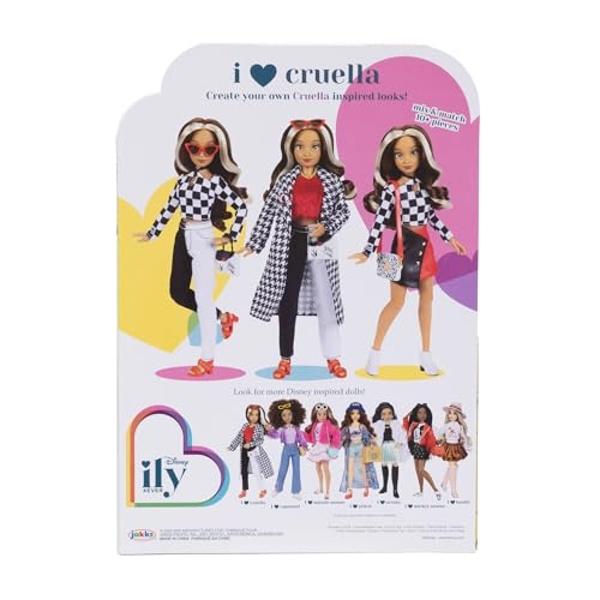 Disney ILY 4Ever Dolls Cruella 11.5" Tall with 13 Points of Articulation, Two Complete Mix-and-Match Outfits and Glittery Mickey Ring for You!