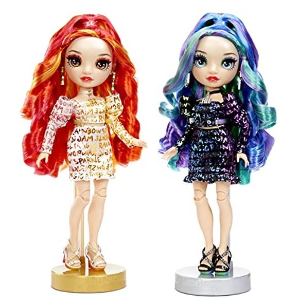 Rainbow High Special Edition Twin (2-Pack) Laurel & Holly De'Vious Fashion Dolls, Multicolor Designer Metallic Outfits, Gift for Kids and Collectors, Toys for Kids Ages 6 7 8+ to 1