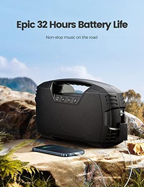 IPX7 Waterproof Bluetooth Speaker, 40W(60 Peak) Portable Wireless Speakers with Subwoofer, 32H Playtime, Stereo Loud Sound, Deep Bass, Bluetooth 5.0 with Handle for Pool, Beach, Ou