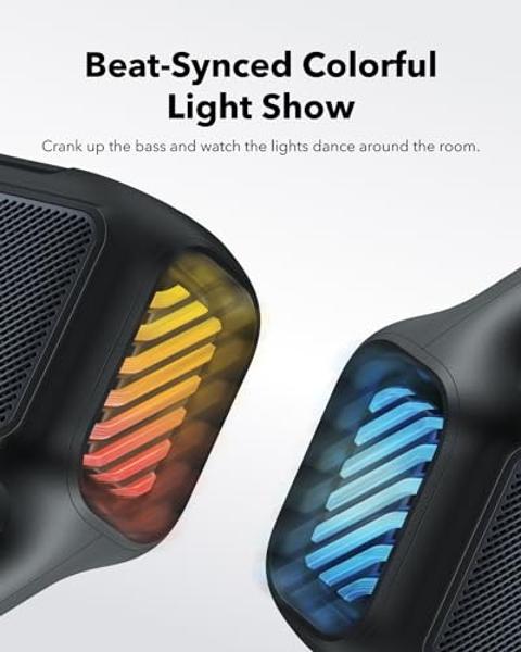soundcore Boom 2 By Anker, Outdoor Speaker, 80W, Subwoofer, BassUp 2.0, 24H Playtime, IPX7 Waterproof, Floatable, RGB Lights, USB-C, Custom EQ, Bluetooth 5.3, Portable for Camping,