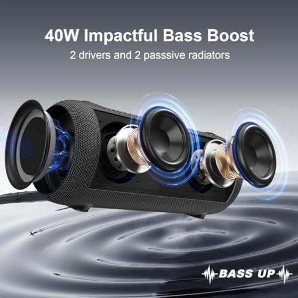Upgraded, Anker Soundcore Boost Bluetooth Speaker with Well-Balanced Sound, BassUp, 12H Playtime, USB-C, IPX7 Waterproof, Wireless Customizable EQ via App, Stereo Pairing