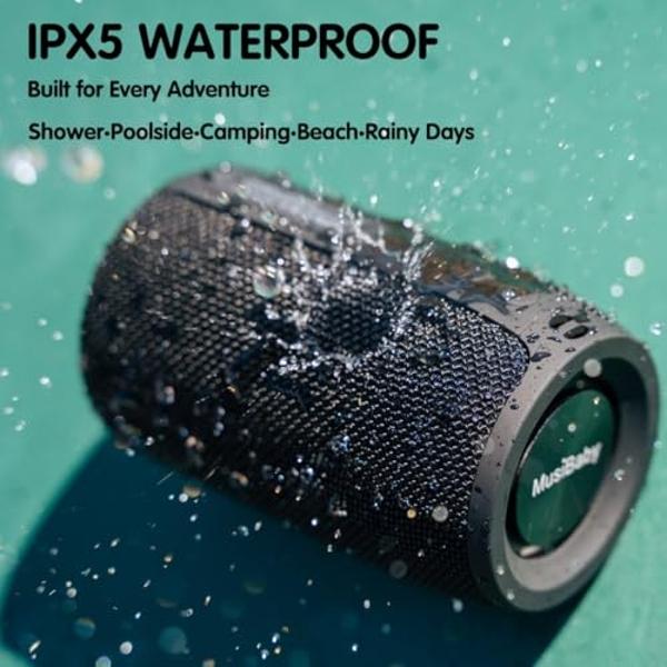 Bluetooth Speaker,MusiBaby Speakers Bluetooth Wireless,IPX5 Waterproof Outdoor Speaker with Bass,24H Long Playtime,Loud and Portable for Travel, Party, Beach, Camping,Gift Ideas(Bl