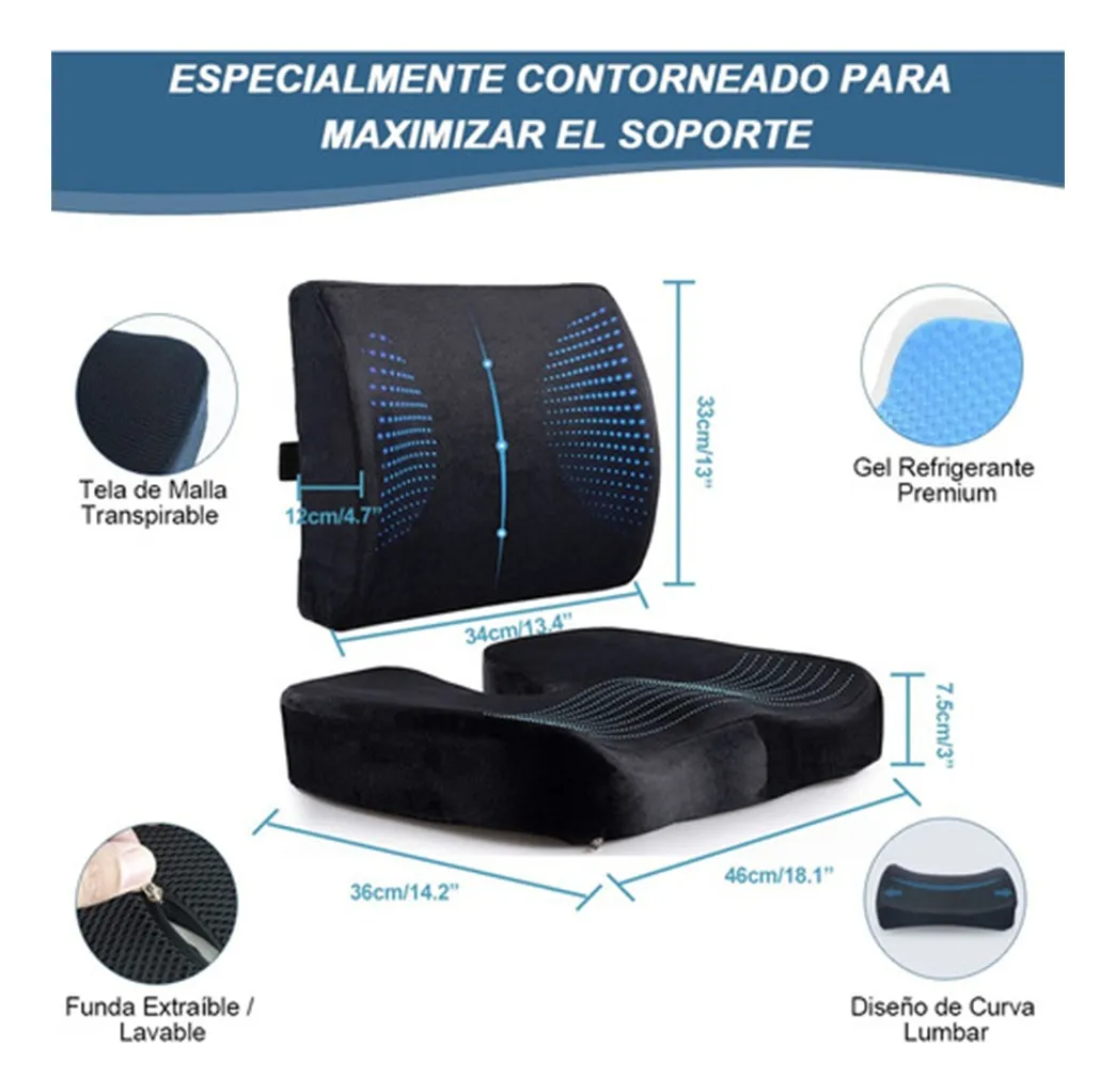 Cojin Soporte Lumbar Almohada Respaldo Sillas Auto Oficina