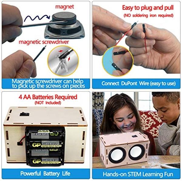 CYOEST DIY Bluetooth Speaker Box Kit Electronic Sound Amplifier - Build Your Own Portable Wood Case Bluetooth Speaker Sound - Science Experiment and STEM Learning for Kids, Teens a