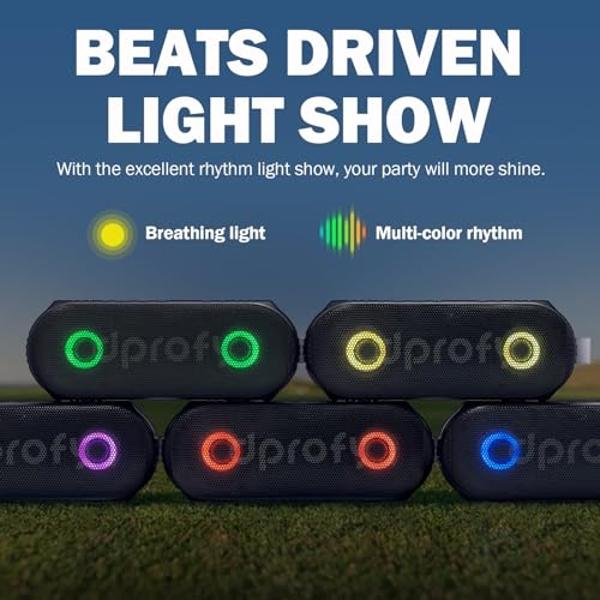 Dprofy New Play 2 Rounds, Magnetic Bluetooth Golf Speaker, Stereo Sound Portable Pro Wireless Waterproof Speaker with Rich Bass, Golf Accessories Golf Gifts (with Light)