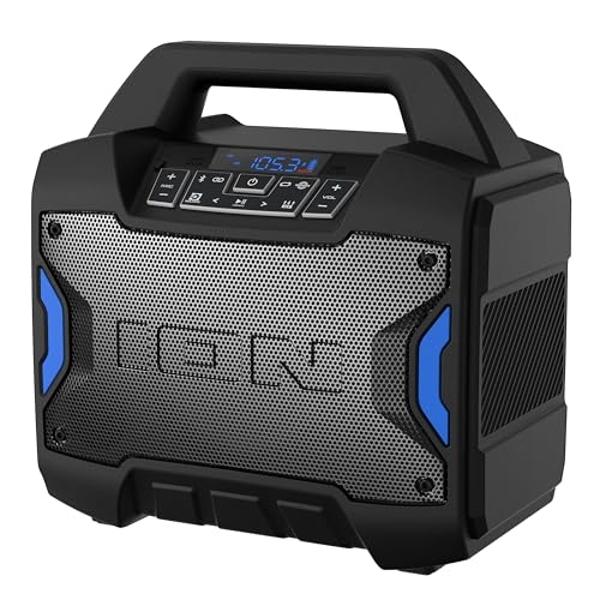 ION Tailgater Boom - Outdoor Portable Bluetooth Speaker with Mic in, FM Radio, USB Port, Battery, IPX5 Water-Resistant, Wireless Stereo-Link, App, 60W